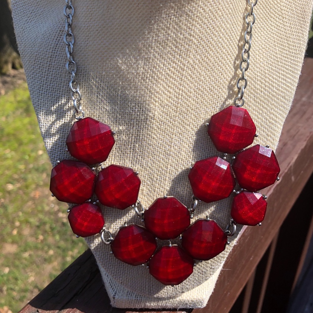 Red statement necklace